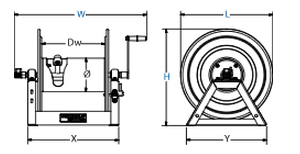 Dimensions for 1125 Series Spring Driven Reels from Coxreels
