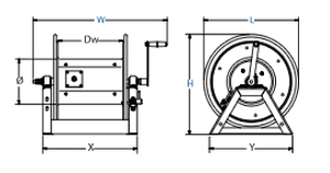 Dimensions for 1125WCL Series motorized Reels from Coxreels