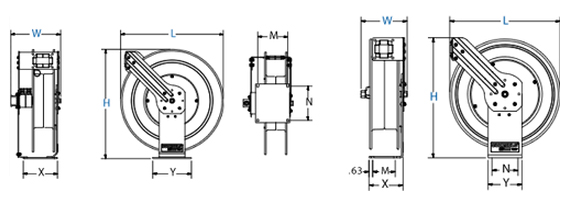 Dimensions for MPD Series Spring Driven Reels Reels from Coxreels