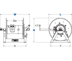 Dimensions for 1275HP Series Hand Crank Reels from Coxreels