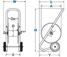 Dimensions for DM Series Hand Crank Reels from Coxreels