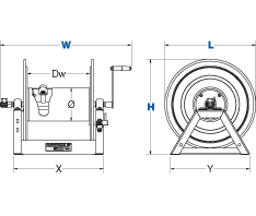 Dimensions for HP1125 Series Hand Crank Reels from Coxreels