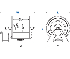 Dimensions for 1125-SS Series motorized Reels from Coxreels
