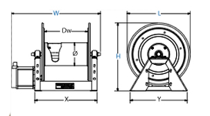 Dimensions for Storage Series motorized Reels from Coxreels